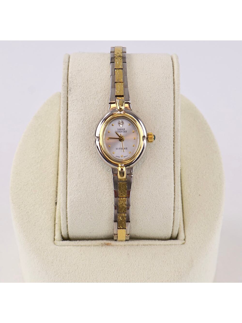 Vintage Sarah Coventry Supreme Ladies Watch Two Tone Silver Gold Link Works